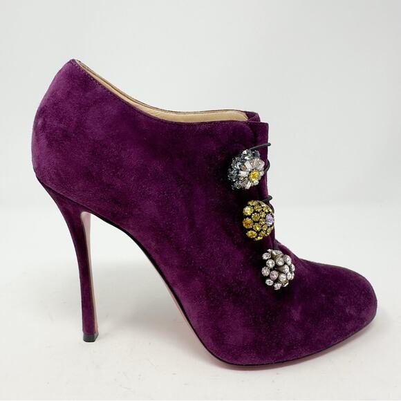 Christian Louboutin Bootoni Mj Crystal Suede Ankle Boots Size 38 - Picture 6 of 11